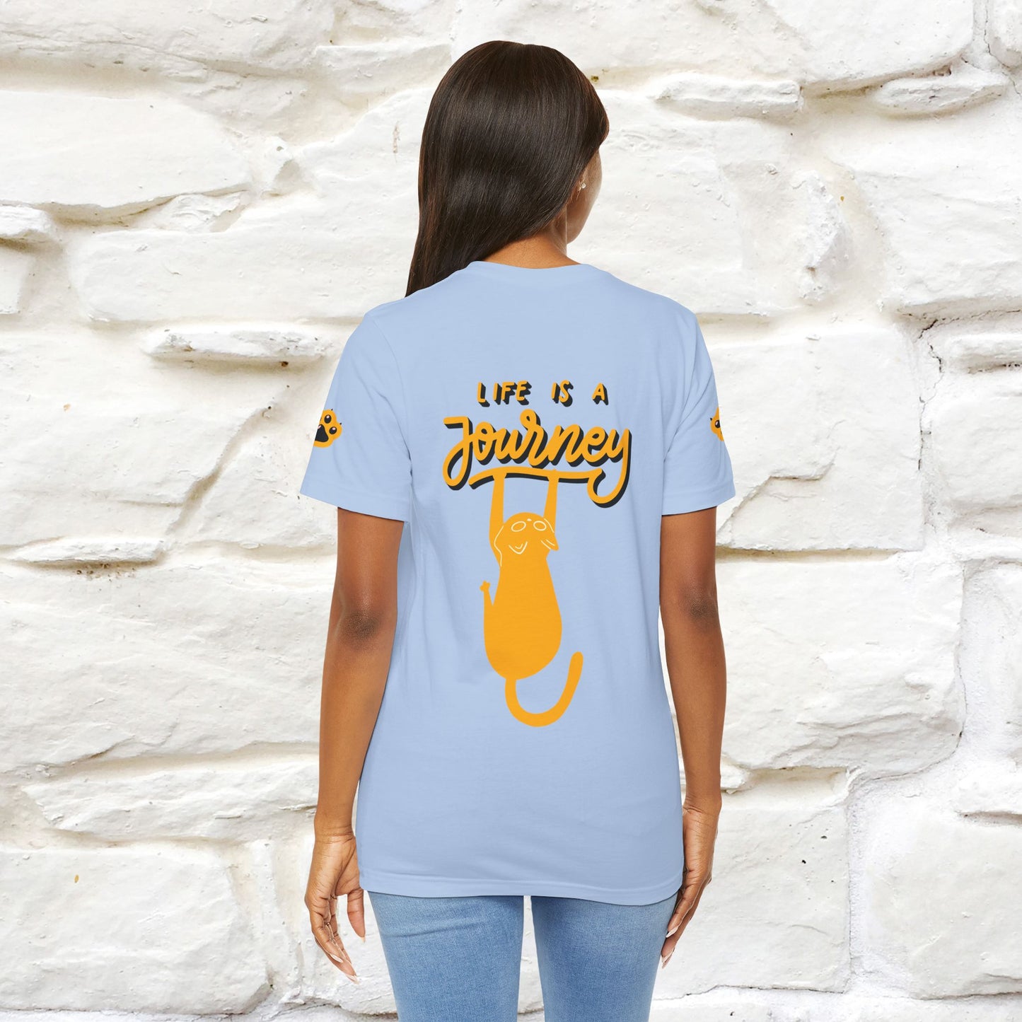 "Life Is A Journey'' Cat T-Shirt | Front & Back Design | Nunu&Miao Studio