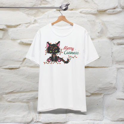 Merry Catmess Cat T-Shirt | Funny Christmas Cat Shirt for Men & Women | 100% Cotton