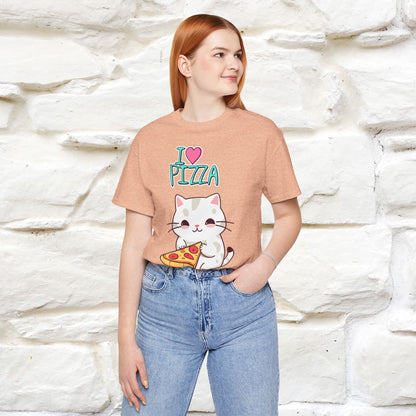 "I Love Pizza" Cat T-shirt for Men & Women | 100% Cotton*