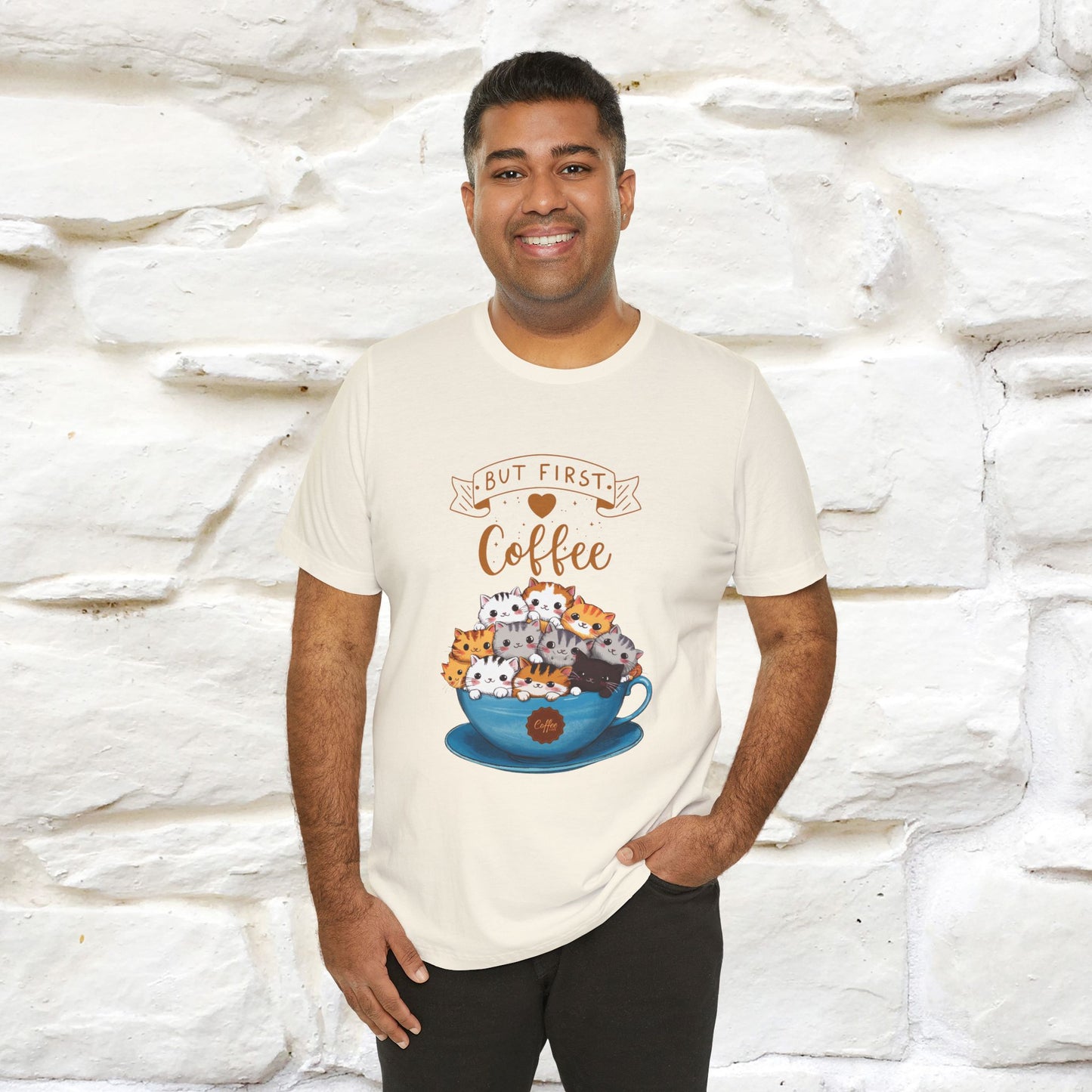 "But First, Coffee Time" Cat T-Shirt for Men & Women | 100% Cotton*