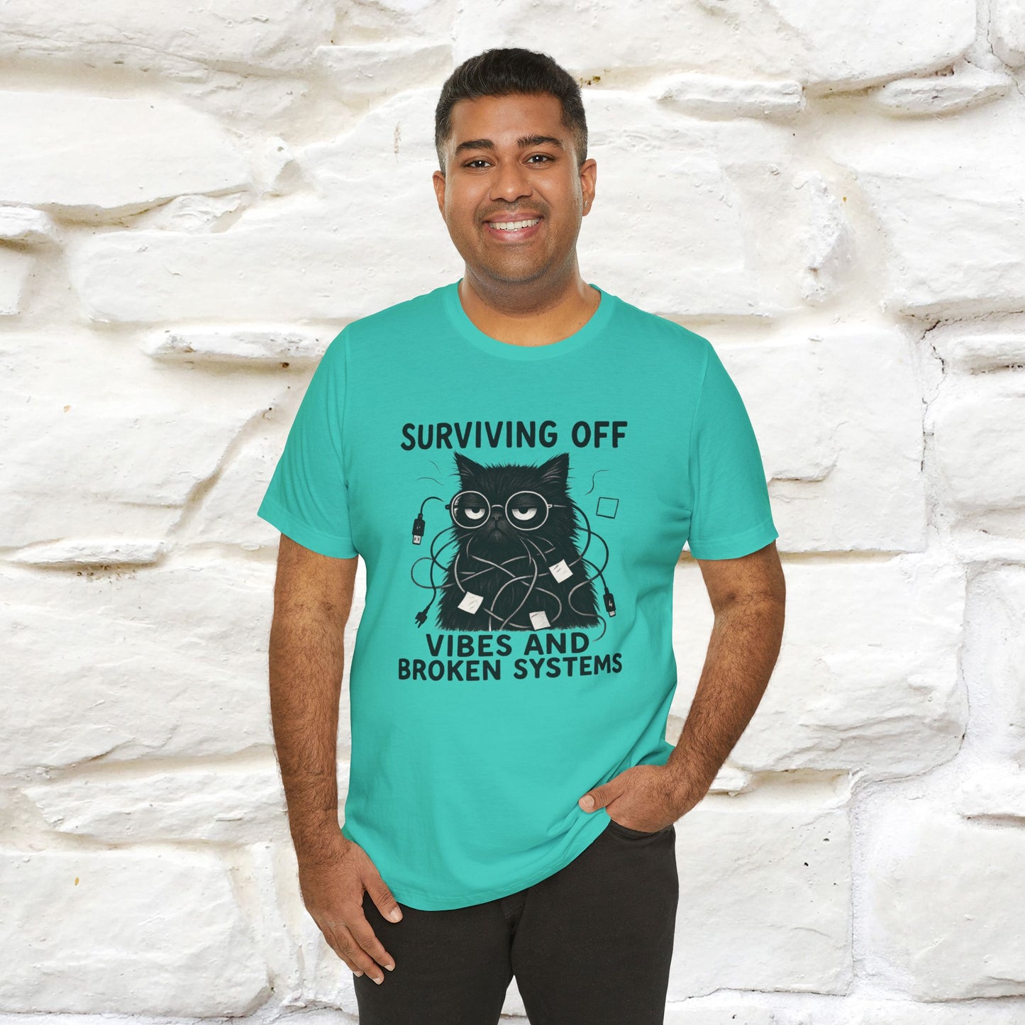 "Surviving Off...Vibes And Broken .. " |Cat T-Shirt | Nunu&Miao Studio