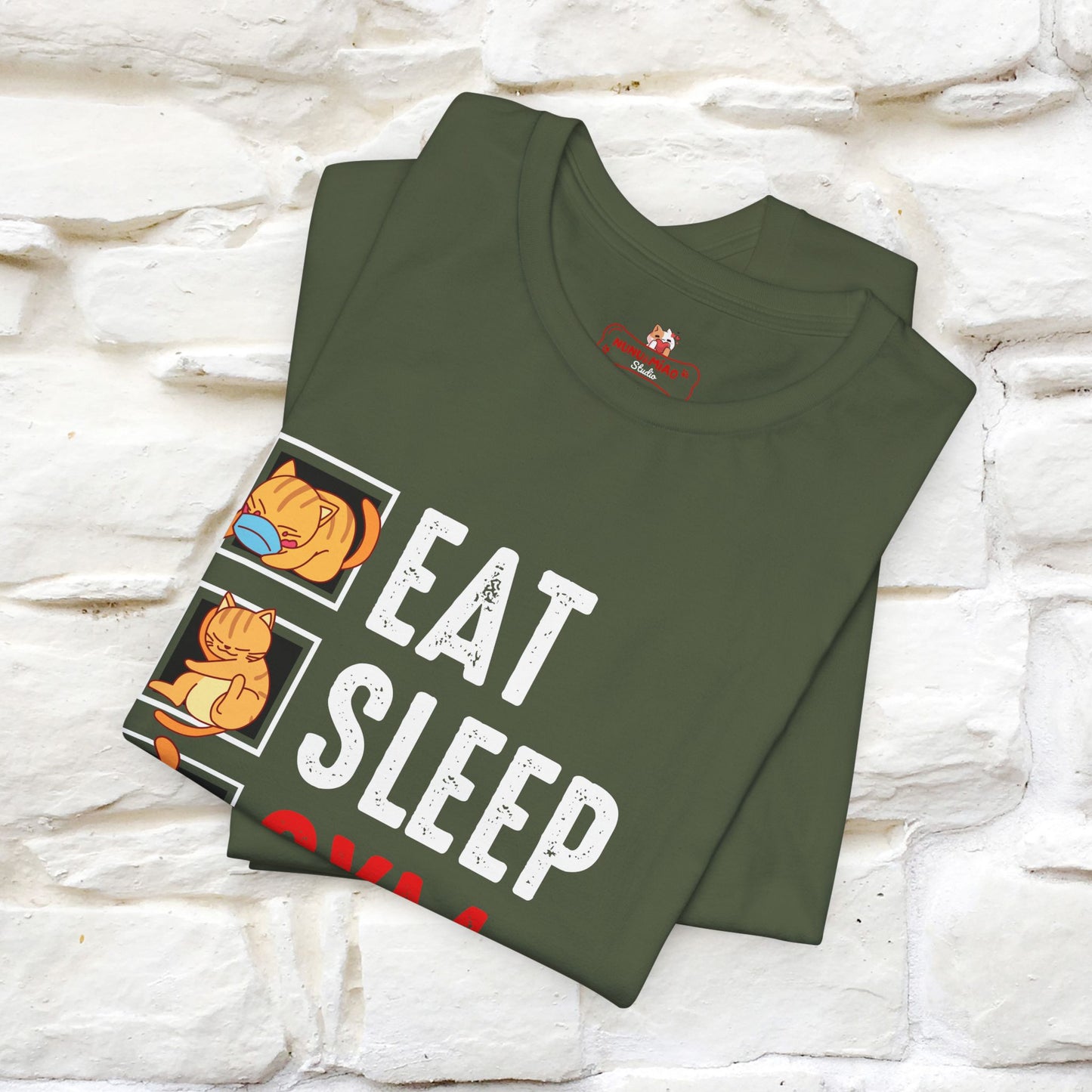 Eat Sleep Gym Repeat Cat Workout T-Shirt for Men & Women | 100% Cotton*