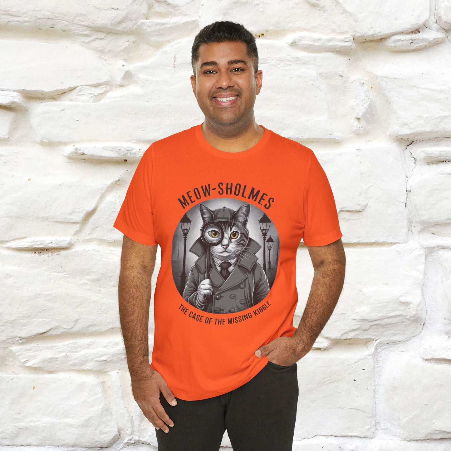 Meow-Sholmes: The Case of the Missing Kibble T-Shirt | Detective Cat Tee for Men & Women | 100% Cotton*