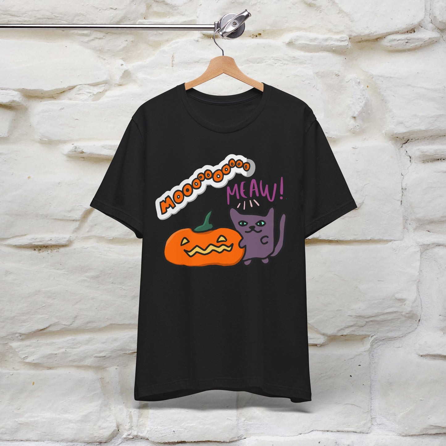 ''Mooooo Meaw'' Halloween Unisex Cat T-shirt 100% Cotton*