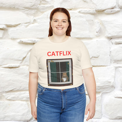 "Catflix" Cat T-shirt for Men & Women| 100% Cotton 🐾