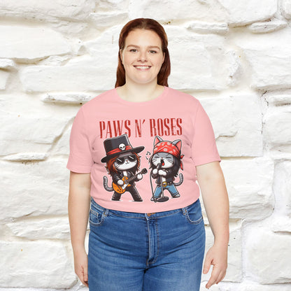 Paws N' Roses T-Shirt | Rock-Inspired Cat Lover Tee for Men & Women | 100% Cotton*