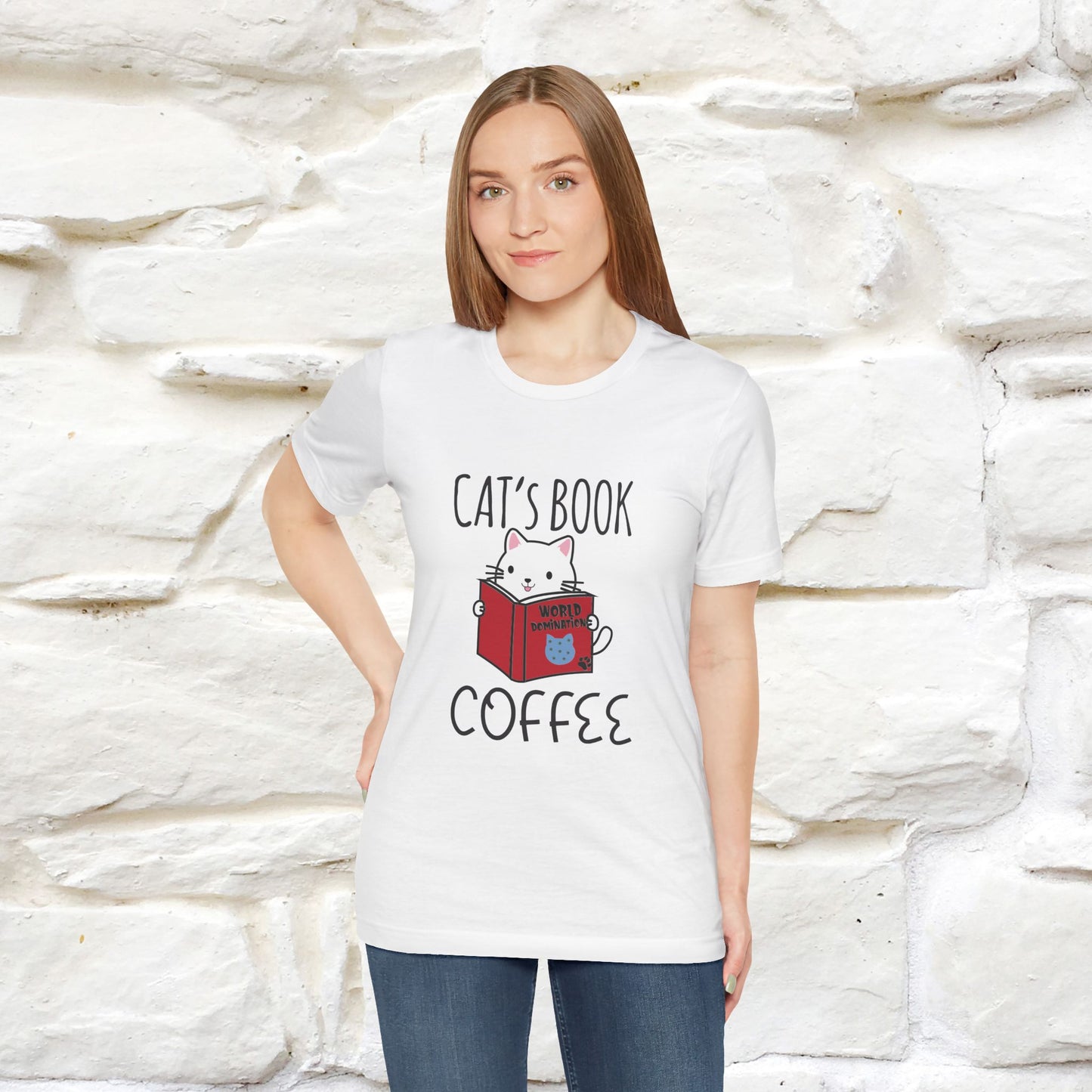 "Cat's Book Coffee" Cat T-Shirt for Men & Women | 100% Cotton* | Cozy Vibes for Book & Cat Lovers