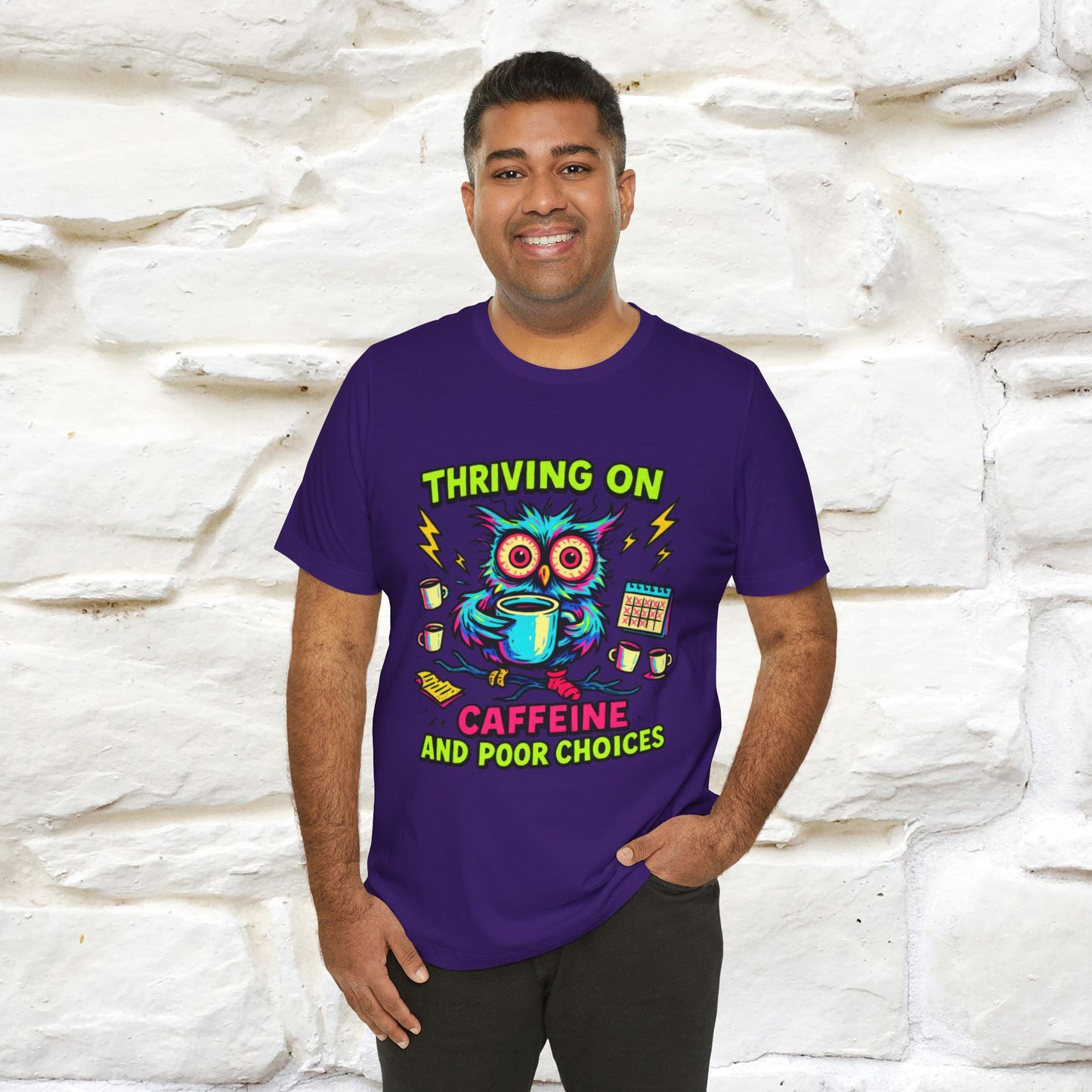 ''Thriving On Caffeine And Poor Choices''|  Sarcastic Cat T-Shirt | Nunu&Miao Studio