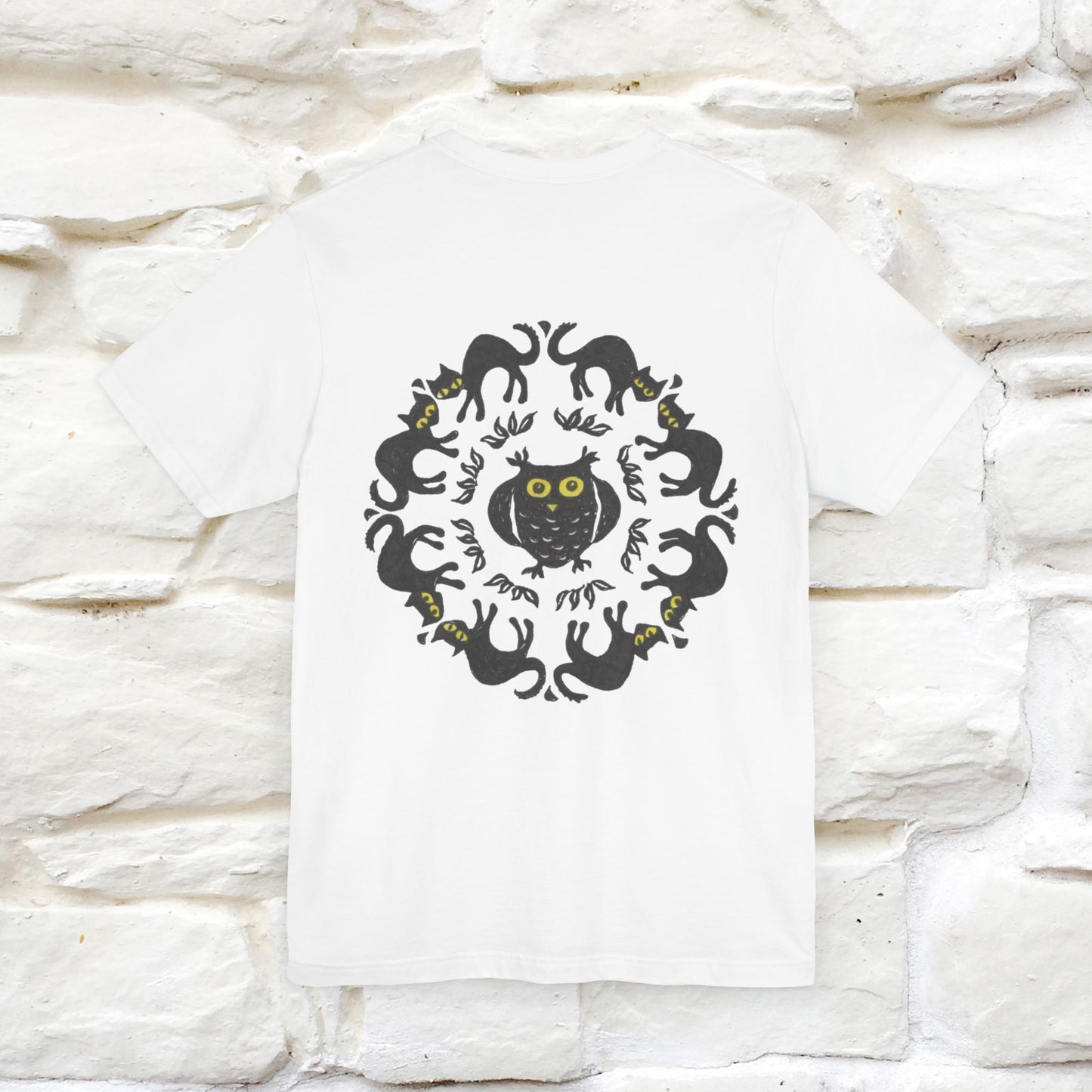 Black Cat Circle: Mystical Cat T-Shirt for Men & Women | Front & Back Design | 100% Cotton*