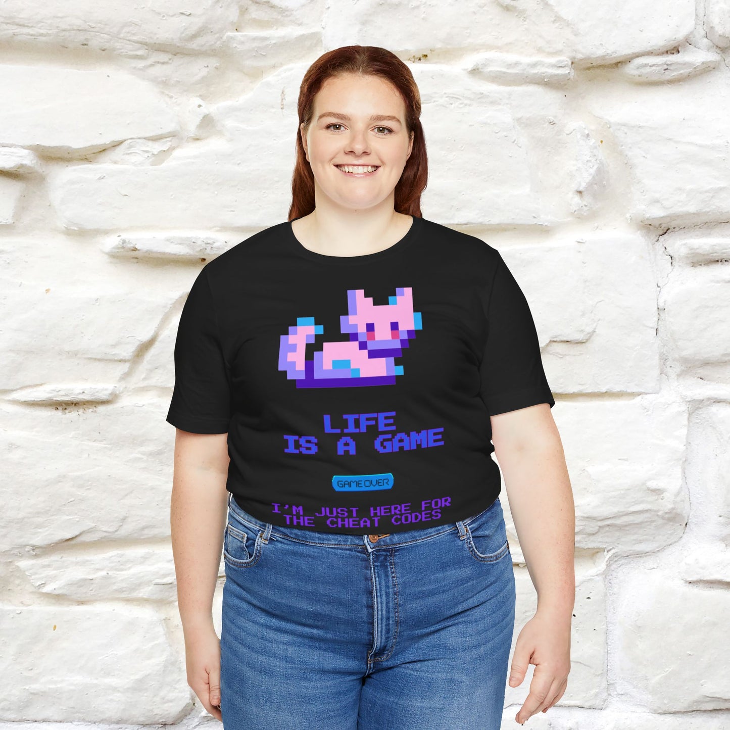 "Life Is A Game, I Am Just Here Fo The Cheat Code" Funny Cat T-Shirt for Men & Women | 100% Cotton*