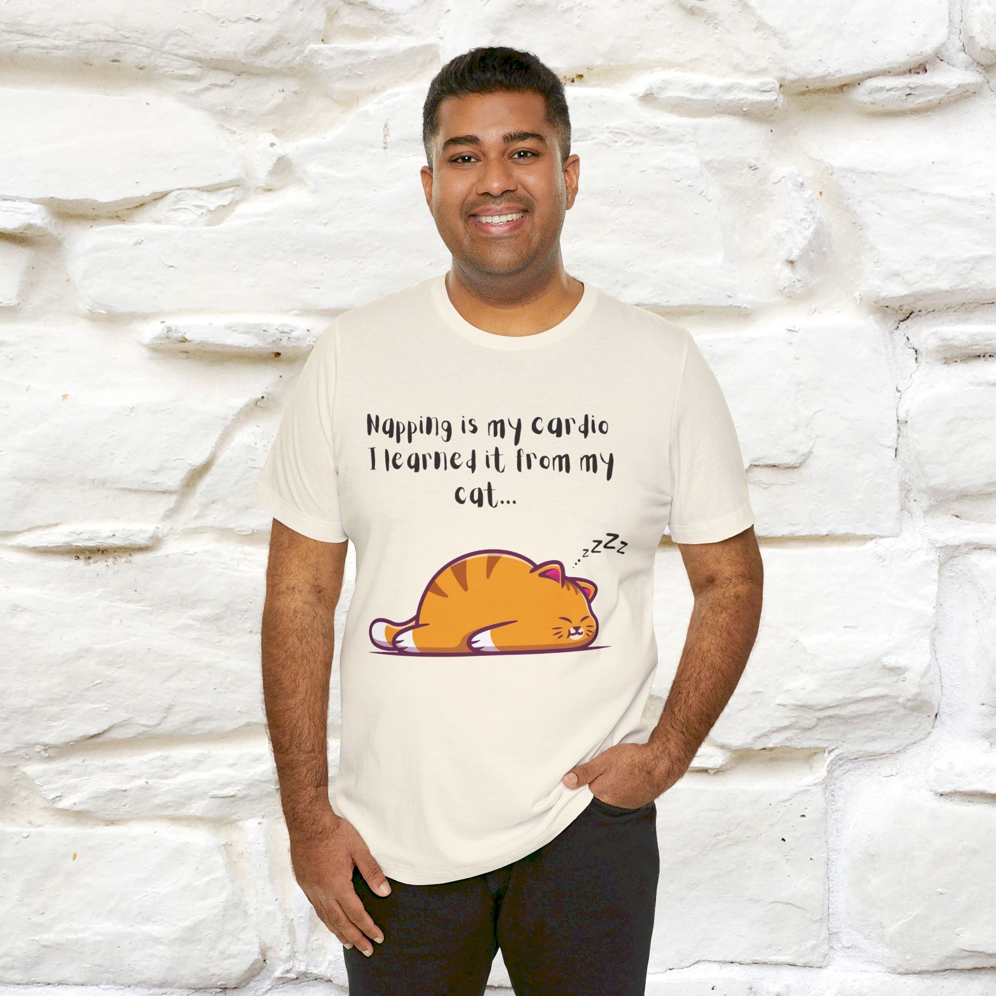 ''Napping Is My Cardio, I Learned From  my Cat'' T-shirt for Man 100% Cotton* - Nunu&Miao Studio