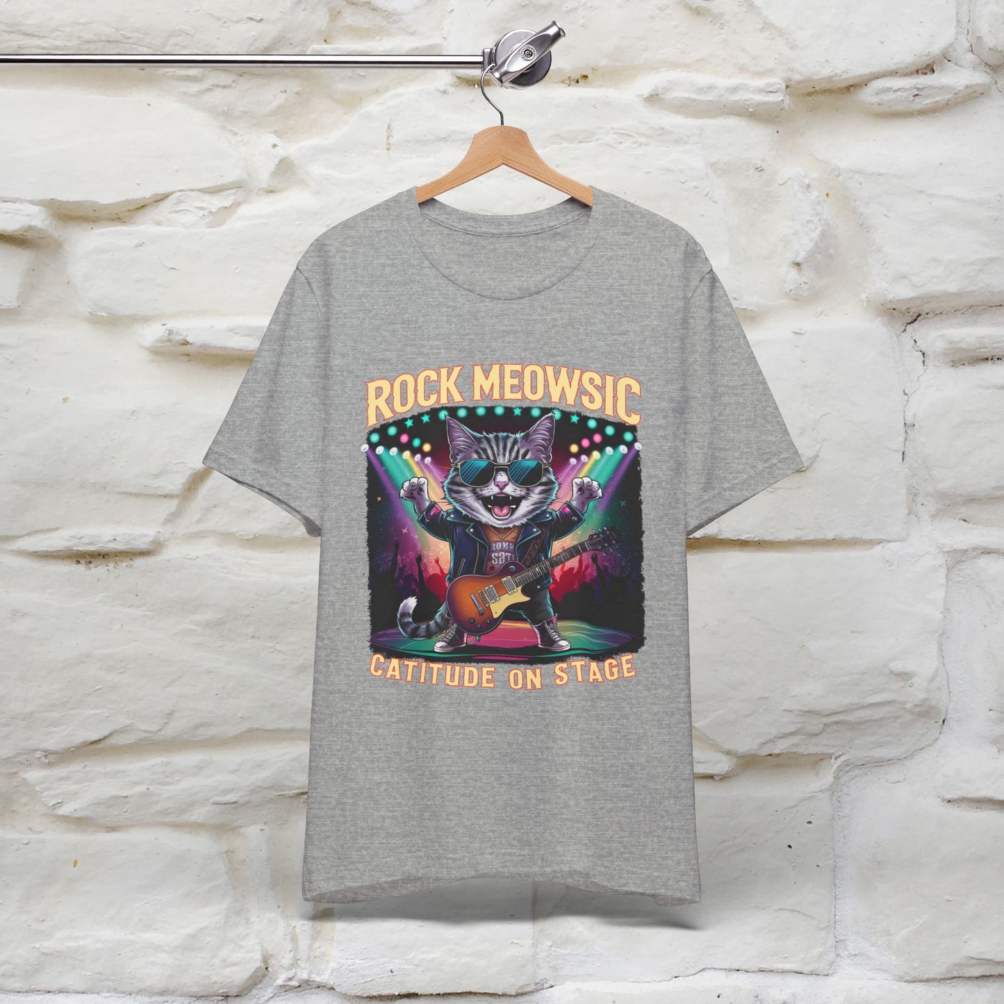 Rock Meowsic Catitude On Stage T-Shirt | Rocker Cat Tee for Men & Women | 100% Cotton*