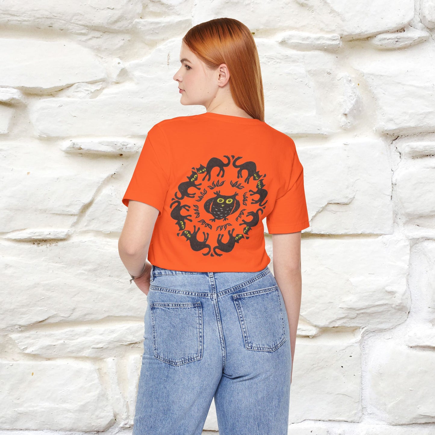''Black Cat Circle'' Cat T-Shirt Front and Back Design | Nunu&Miao Studio