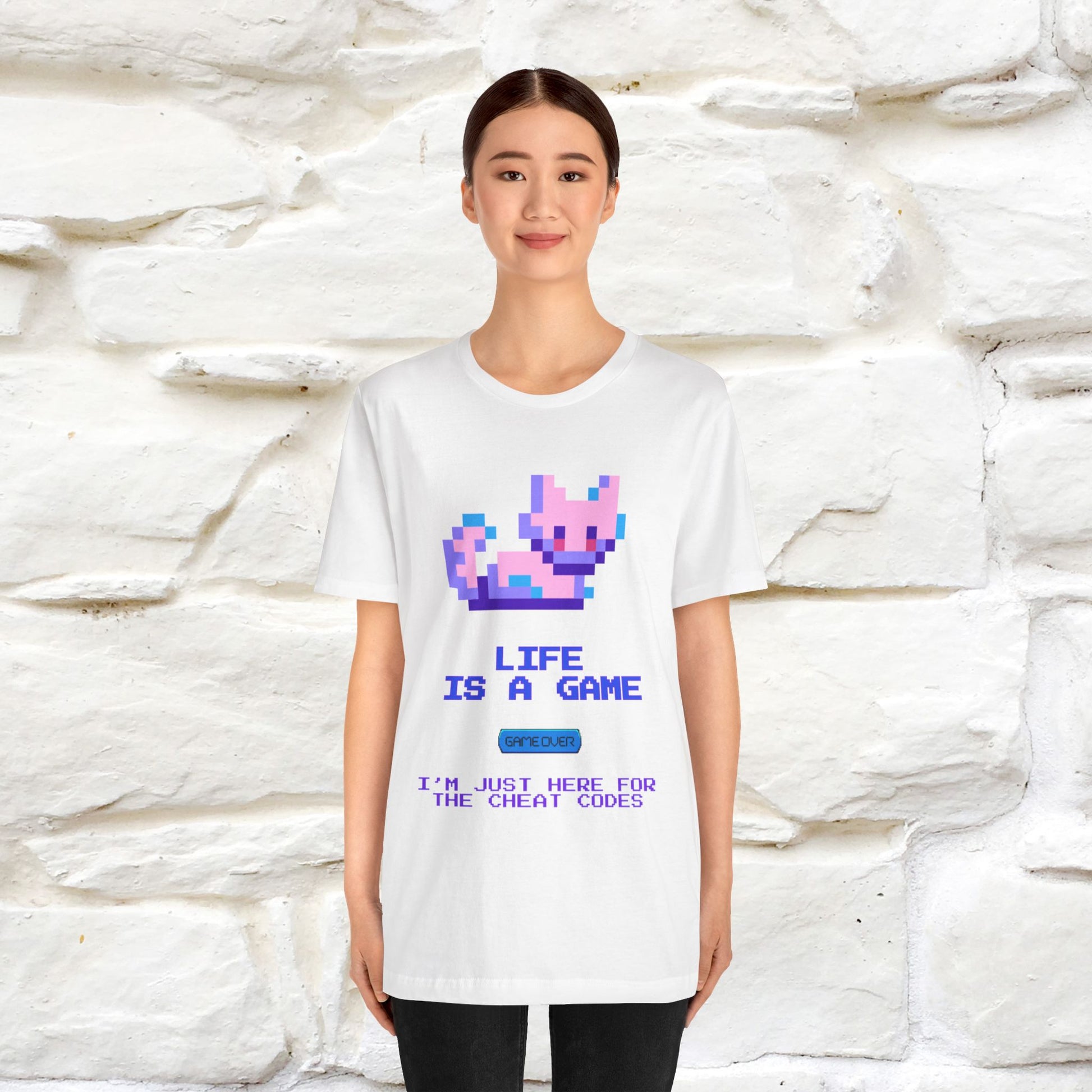"Life Is A Game, I Am Just Here Fo The Cheat Code" Funny Cat T-Shirt for Men & Women | 100% Cotton* - Nunu&Miao Studio
