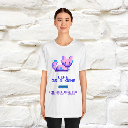 "Life Is A Game, I Am Just Here Fo The Cheat Code" Funny Cat T-Shirt for Men & Women | 100% Cotton* - Nunu&Miao Studio
