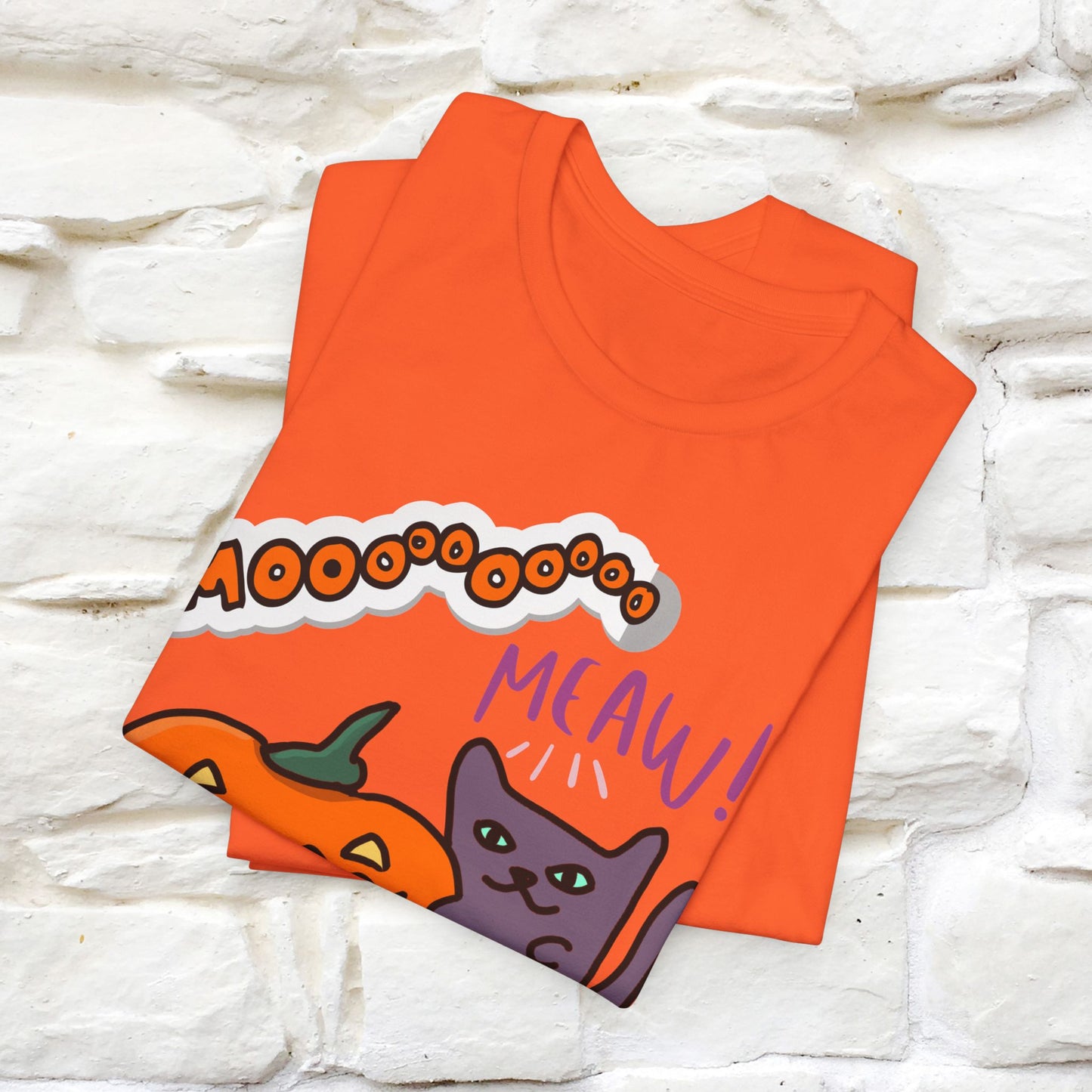 ''Mooooo Meaw'' Halloween Unisex Cat T-shirt 100% Cotton*