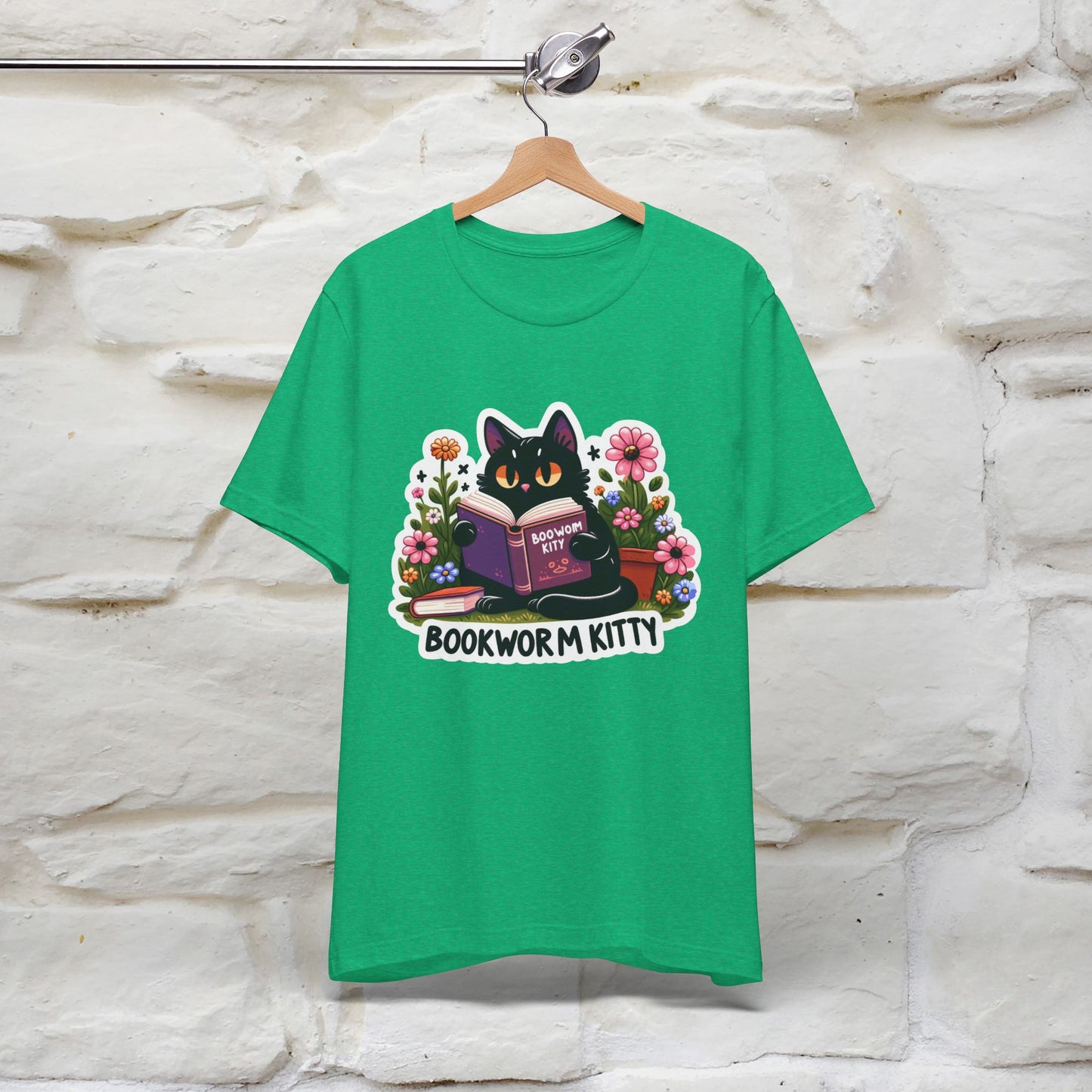 "Bookworm Kitty" Cat T-Shirt for Women | 100% Cotton* | Book Lover Tee