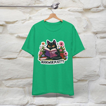 "Bookworm Kitty" Cat T-Shirt for Women | 100% Cotton* | Book Lover Tee