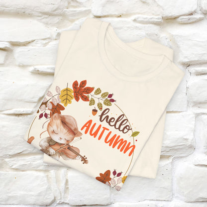 "Hello Autumn" Cat T-Shirt for Men & Women | 100% Cotton | Cozy Fall Fashion