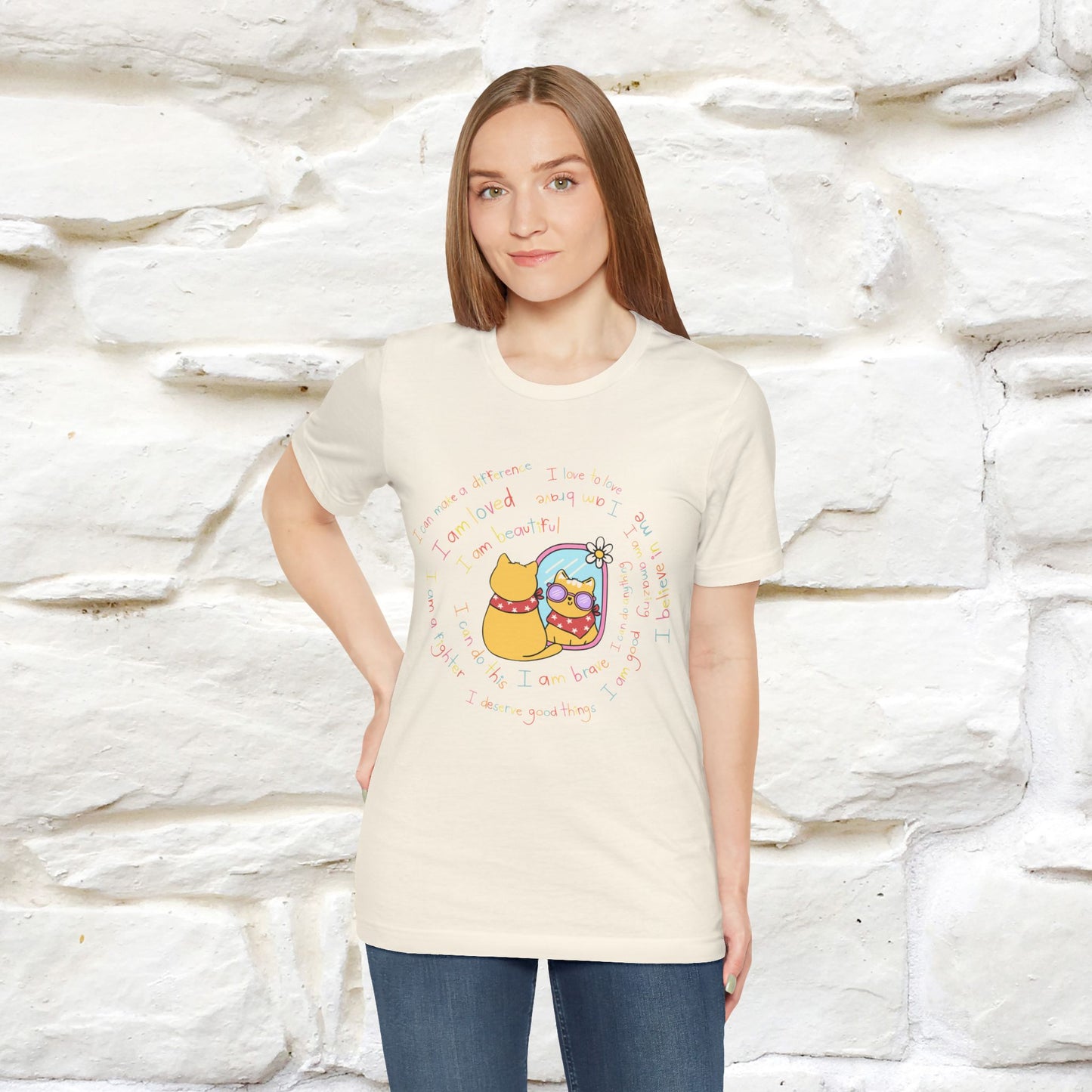 ''Self Positive Affirmation''  Cat T-shirt for Women 100% Cotton*