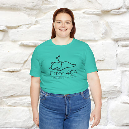 ''Error 404 Motivation Not Found'' Cat T-Shirt Front and Back Design | Nunu&Miao Studio