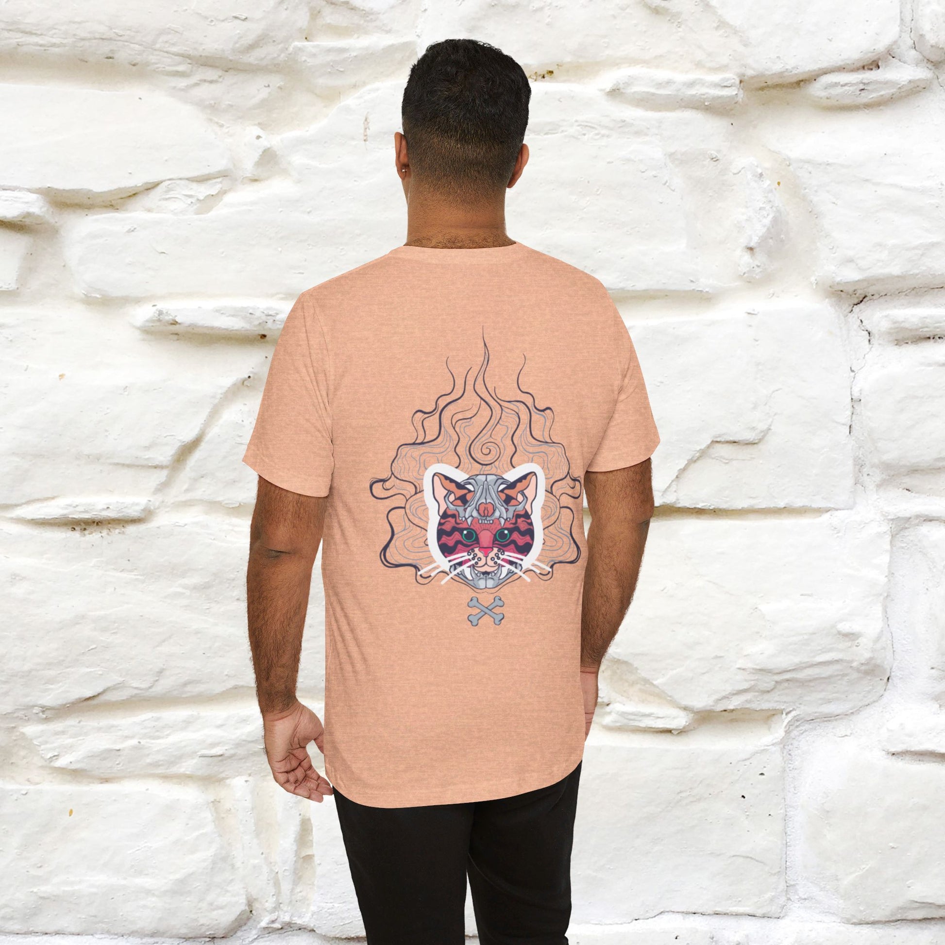 "Air Fire Cat" T-shirt for Men  Front and Back Design, 100% Cotton* - Nunu&Miao Studio