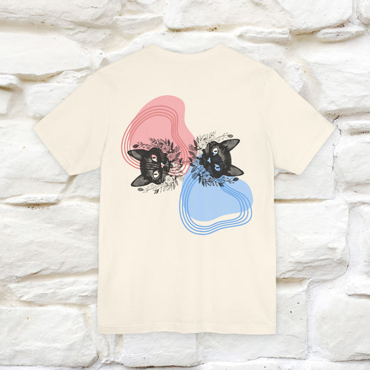 ''Pink and Blu'' Cat T-Shirt Front and Back Design | Nunu&Miao Studio
