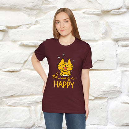 "Choose Happy" Cat T-Shirt for Men & Women | 100% Cotton* | Positive Tee 🐾