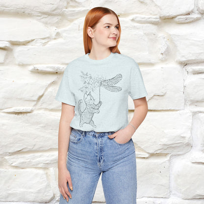 "The cat  And The Dragon Fly" Cat T-shirt for Men & Women | 100% Cotton 🐾