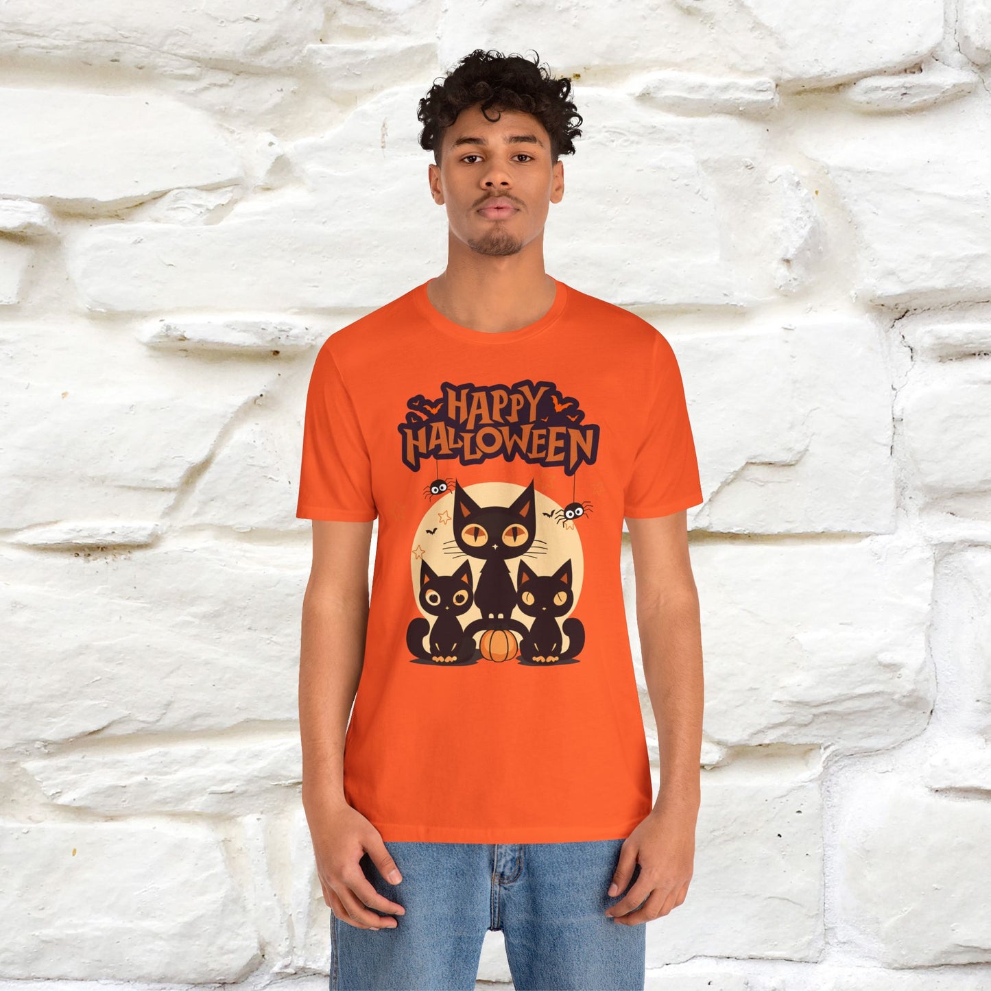 ''Black Cats Happy Halloween'' Unisex T-shirt 100% Cotton*