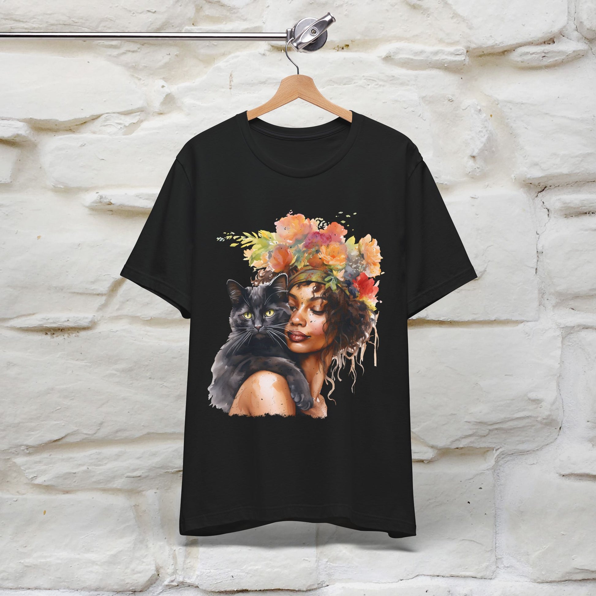 "The Black Cat and The Lady" T-Shirt for Women | 100% Cotton* - Nunu&Miao Studio