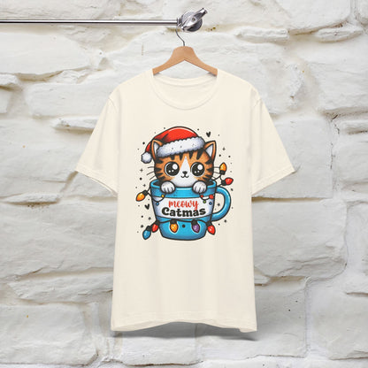 Meowy Catmas T-Shirt | Festive Cat Christmas Shirt for Men & Women | 100% Cotton