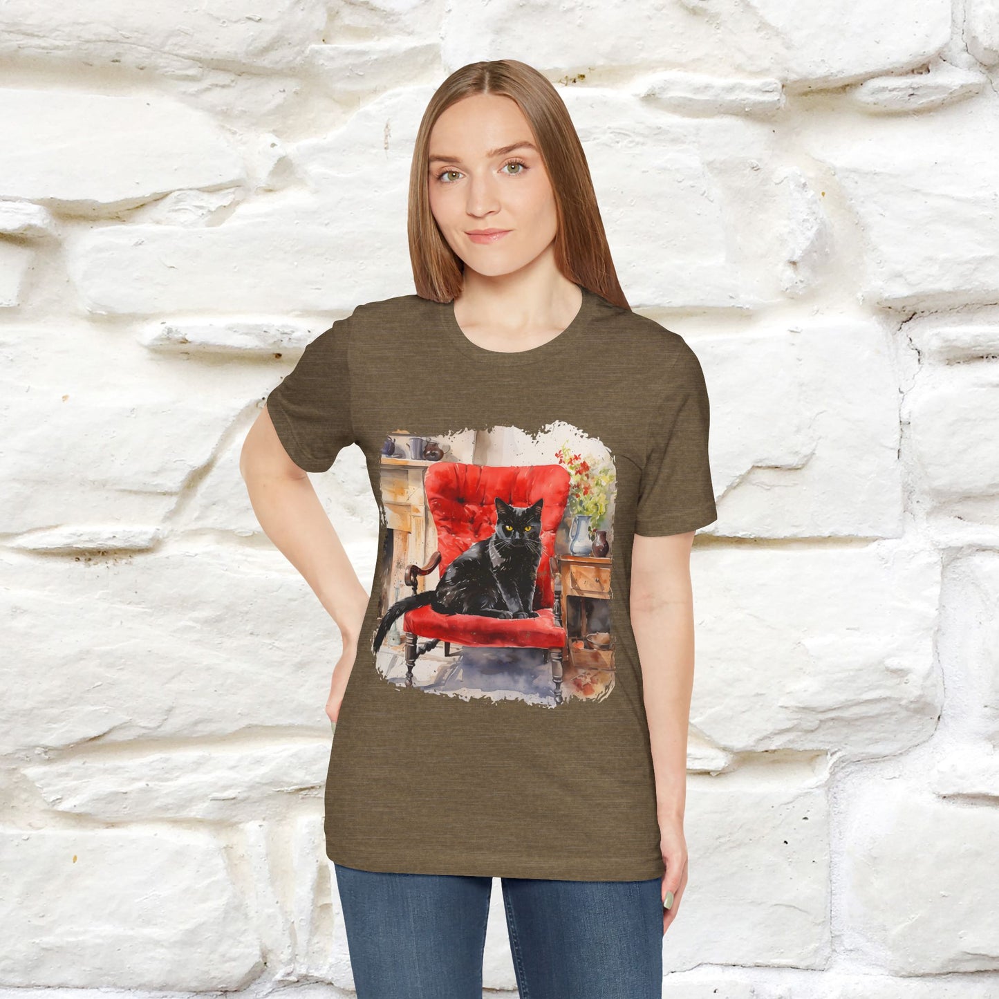 "Chair Majesty with the Black Cat" T-shirt for Women | 100% Cotton*