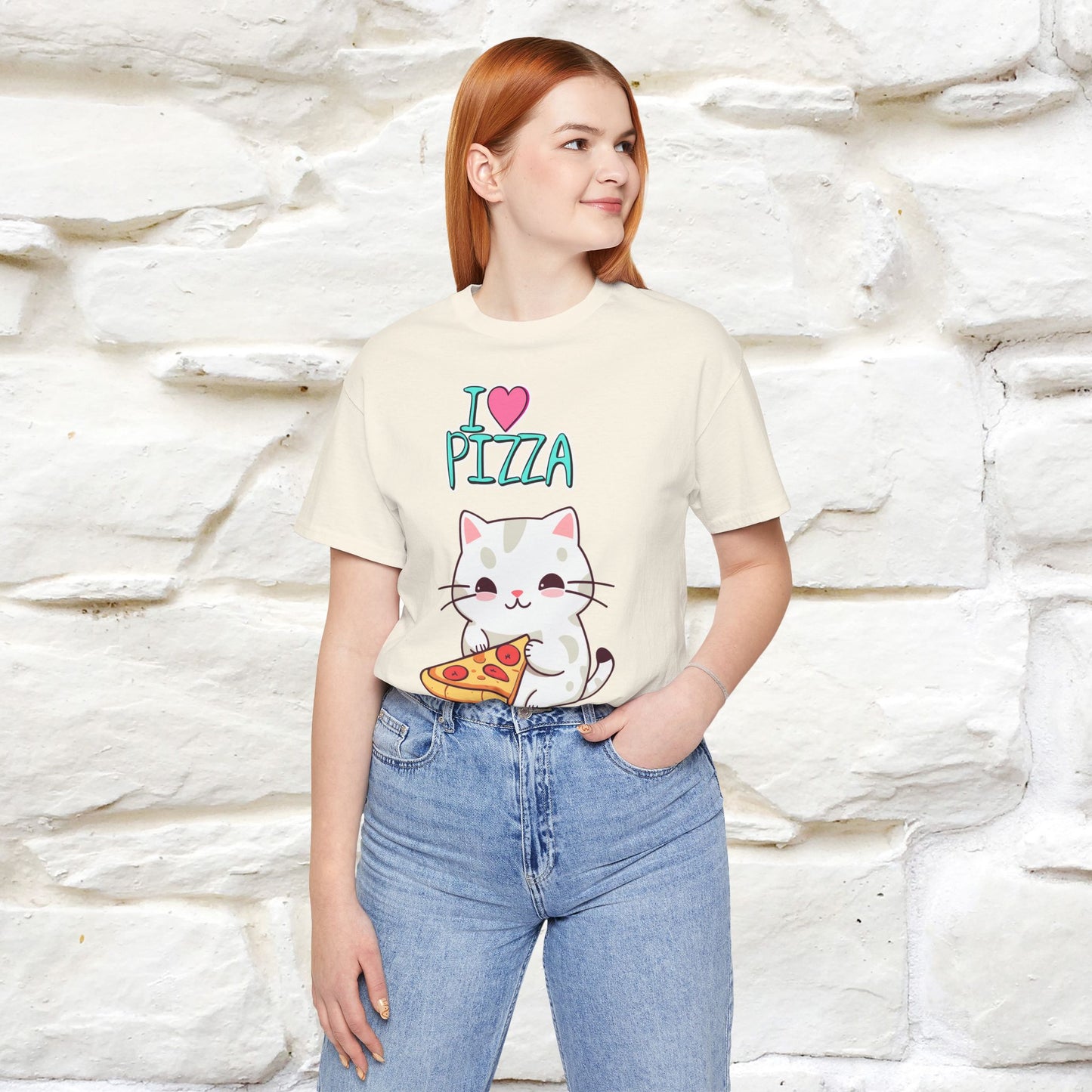 "I Love Pizza" Cat T-shirt for Men & Women | 100% Cotton*