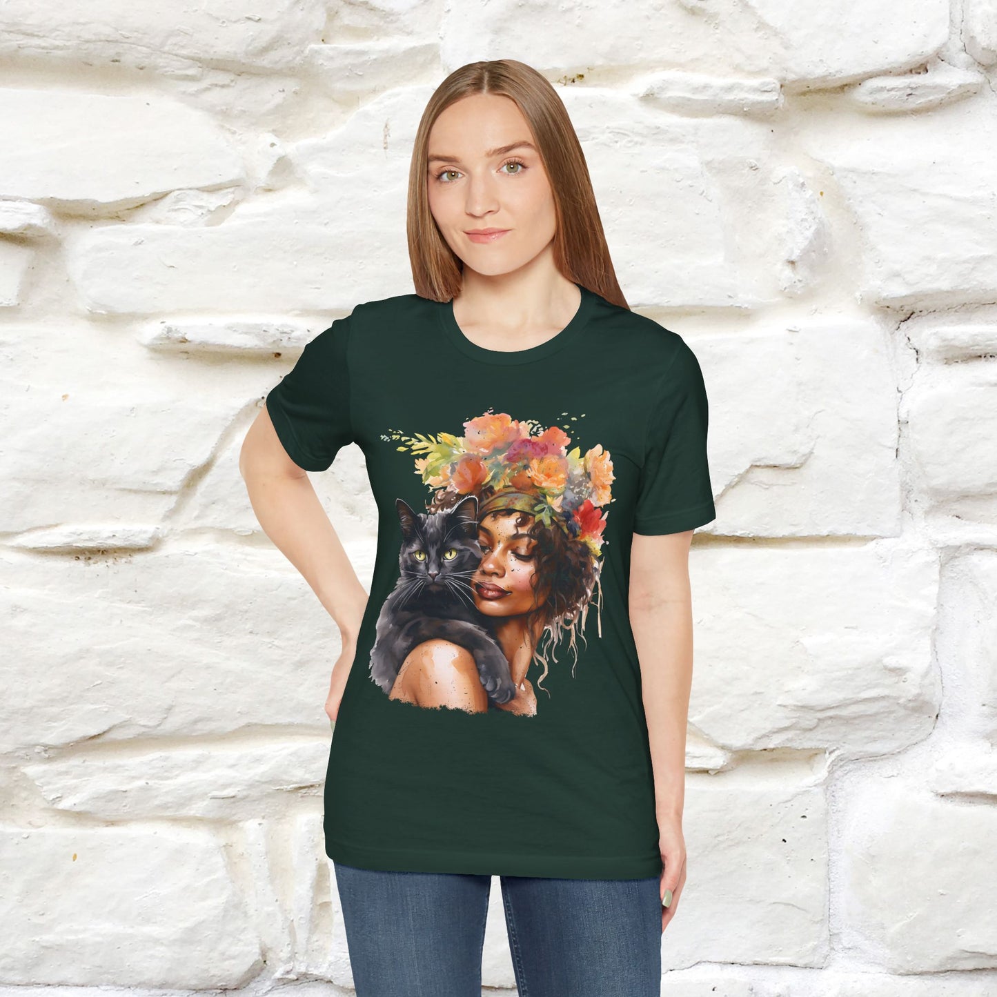 "The Black Cat and The Lady" T-Shirt for Women | 100% Cotton*