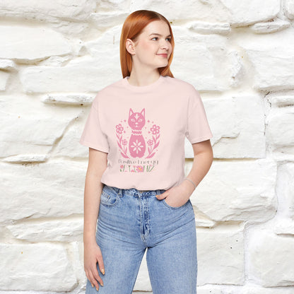 "Positive Energy'' Cat T-Shirt Front and Back Design | Nunu&Miao Studio