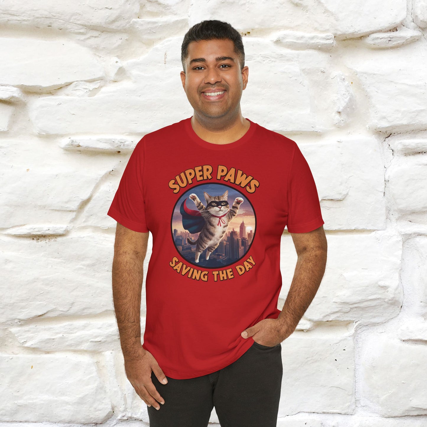 "Super Paws Saving The Day" Cat T-Shirt for Men & Women | 100% Cotton*