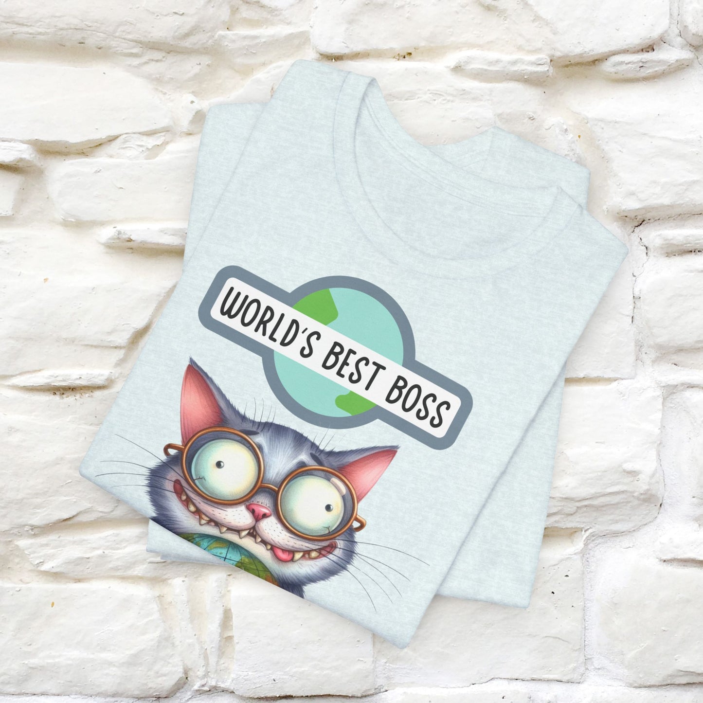 "World's Best Boss" Cat T-shirt for Men & Women | 100% Cotton 🐾 | Funny Cat Lover Tee