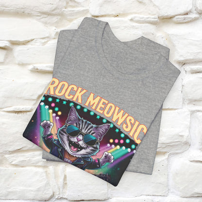 Rock Meowsic Catitude On Stage T-Shirt | Rocker Cat Tee for Men & Women | 100% Cotton*