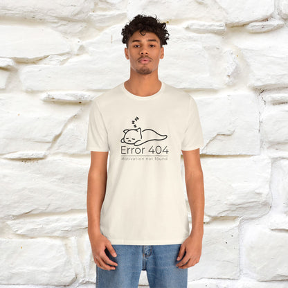 ''Error 404 Motivation Not Found'' Cat T-Shirt Front and Back Design | Nunu&Miao Studio
