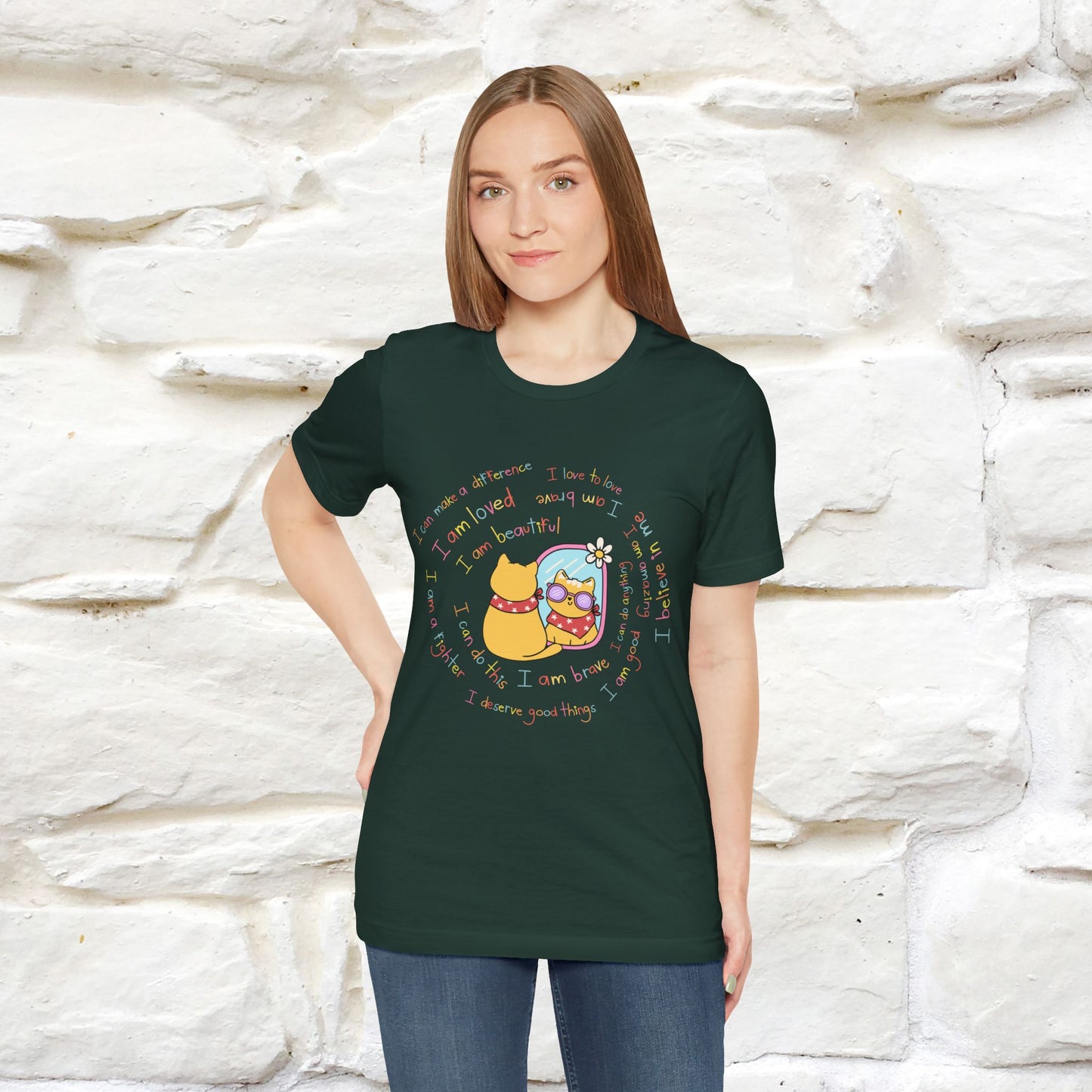 ''Self Positive Affirmation''  Cat T-shirt for Women 100% Cotton*