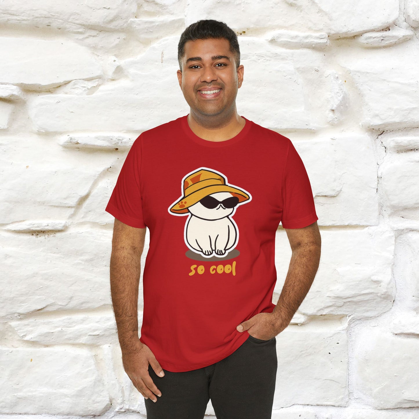 "So Cool" Cat T-Shirt for Men and Women | 100% Cotton* | Trendy Cat Apparel for Cat Lovers