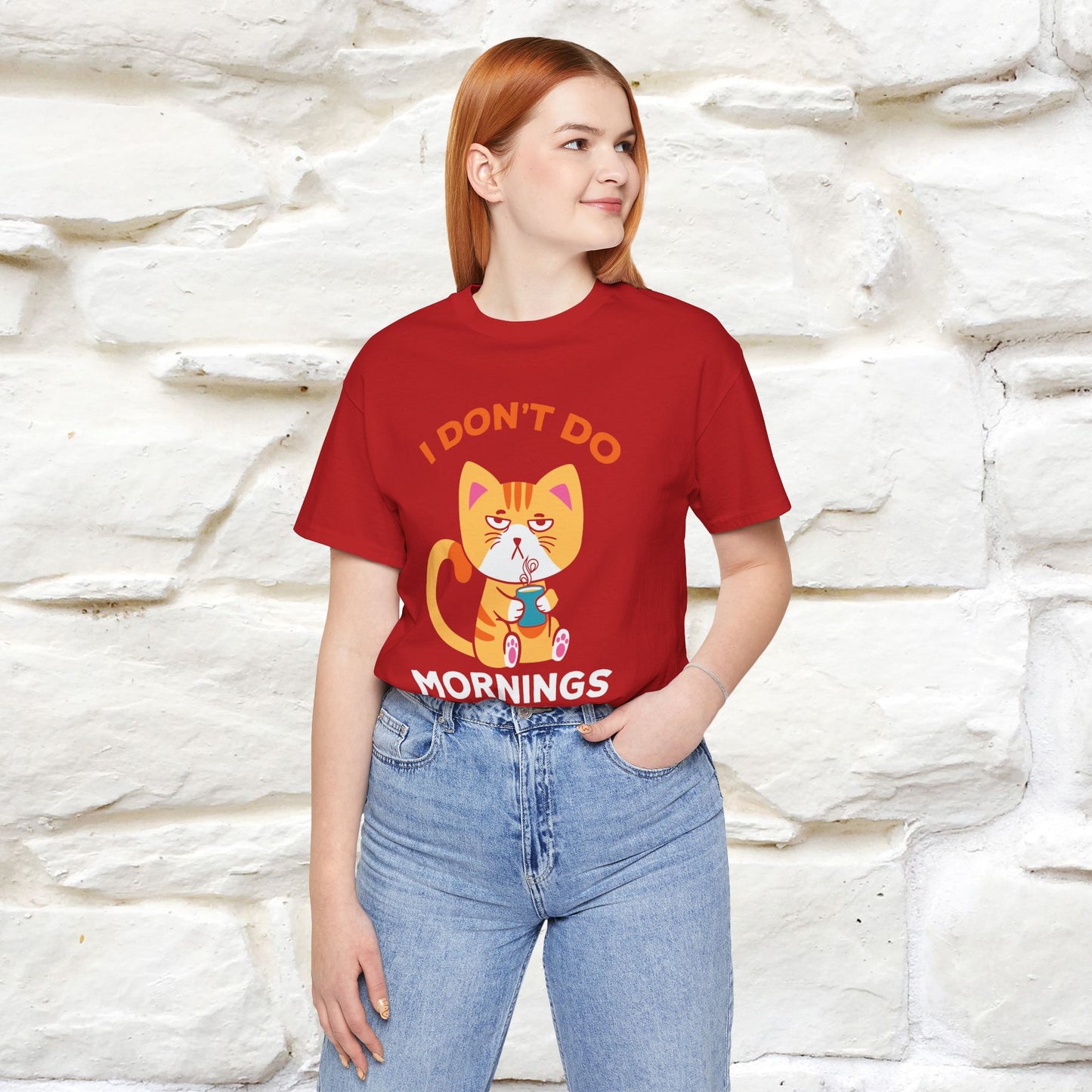 ''I Don't Do Mornings''  Cat T-shirt for Men and Women 100% Cotton*