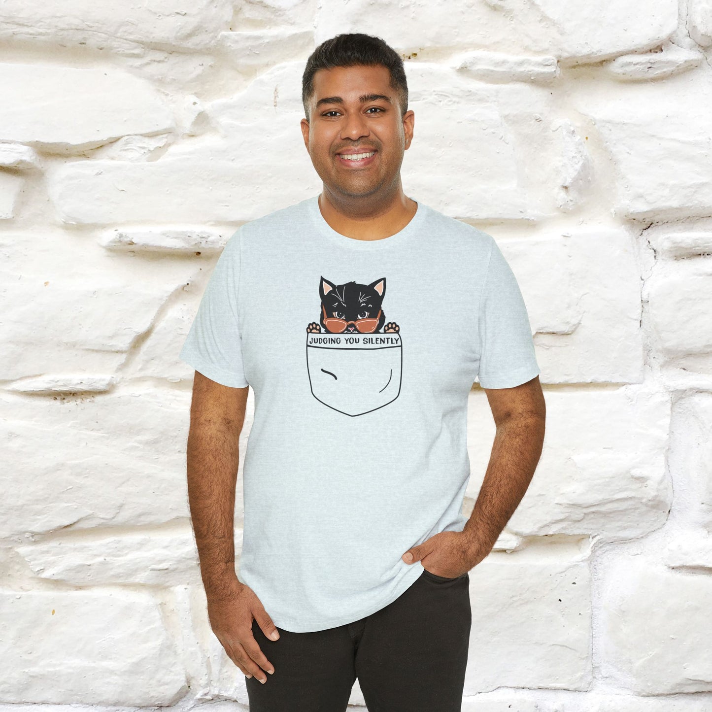 Judging You Silently Cat T-Shirt for Men | 100% Cotton* Funny & Sassy Tee