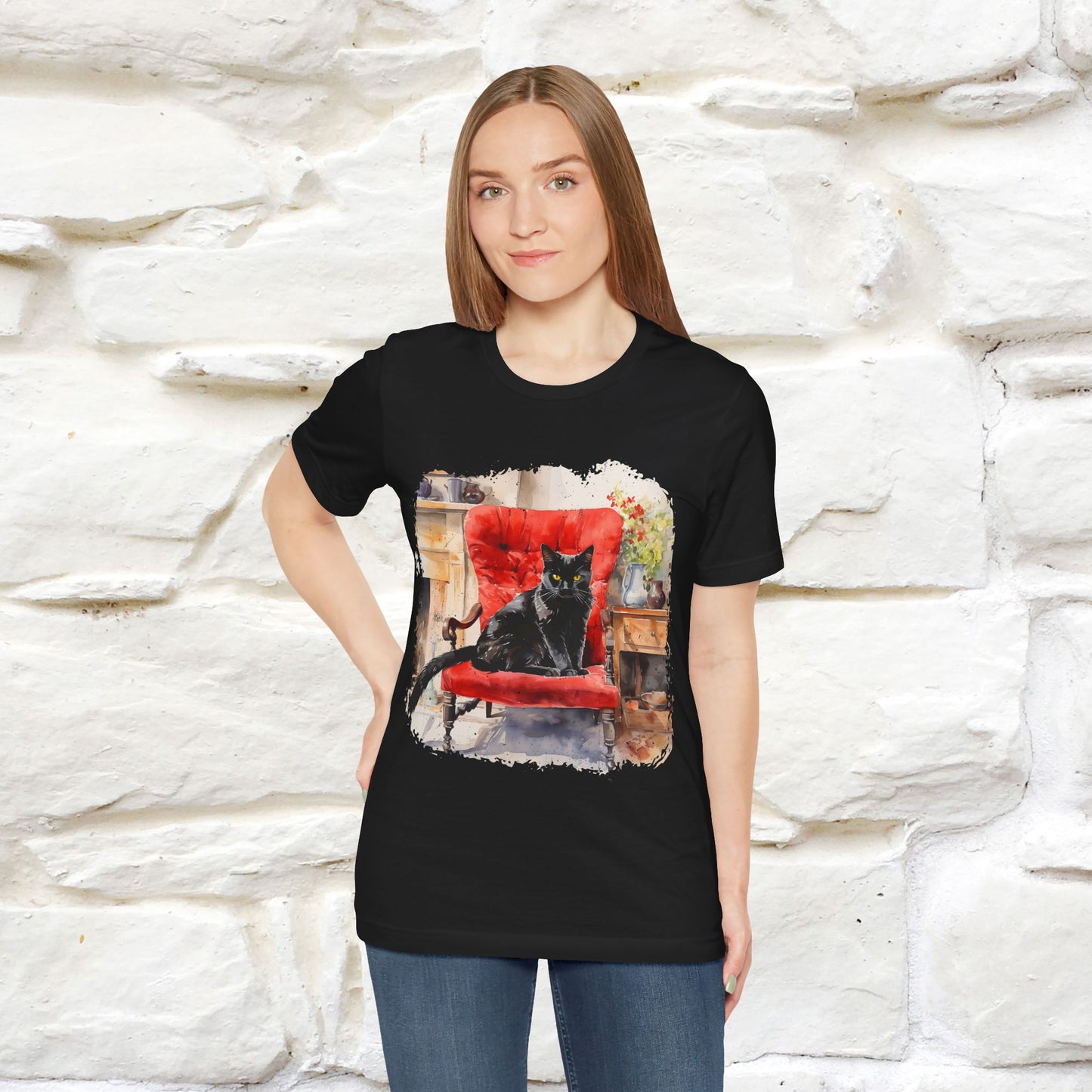 "Chair Majesty with the Black Cat" T-shirt for Women | 100% Cotton*