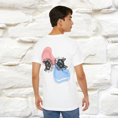 ''Pink and Blu'' Cat T-Shirt Front and Back Design | Nunu&Miao Studio