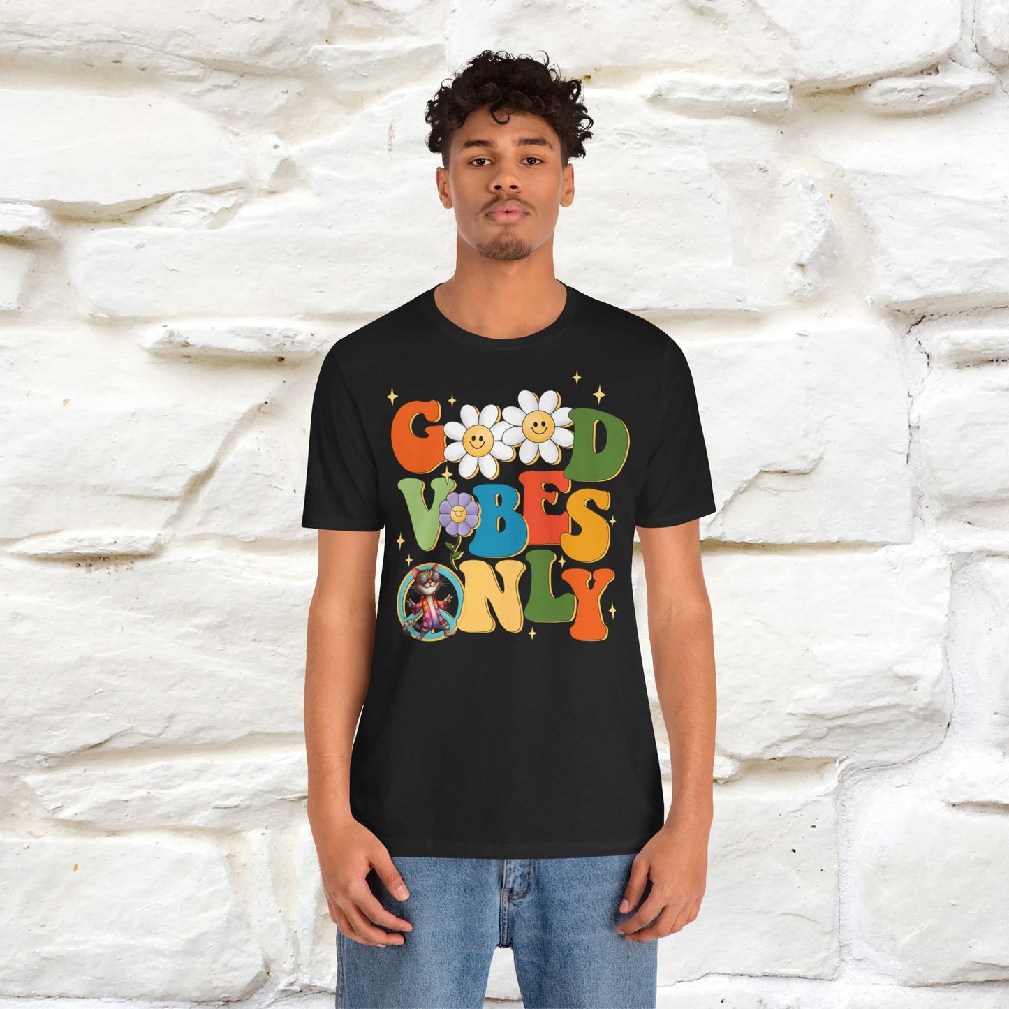 Good Vibes Only Cat T-Shirt for Men & Women | 100% Cotton* Positive Cat Lover Tee