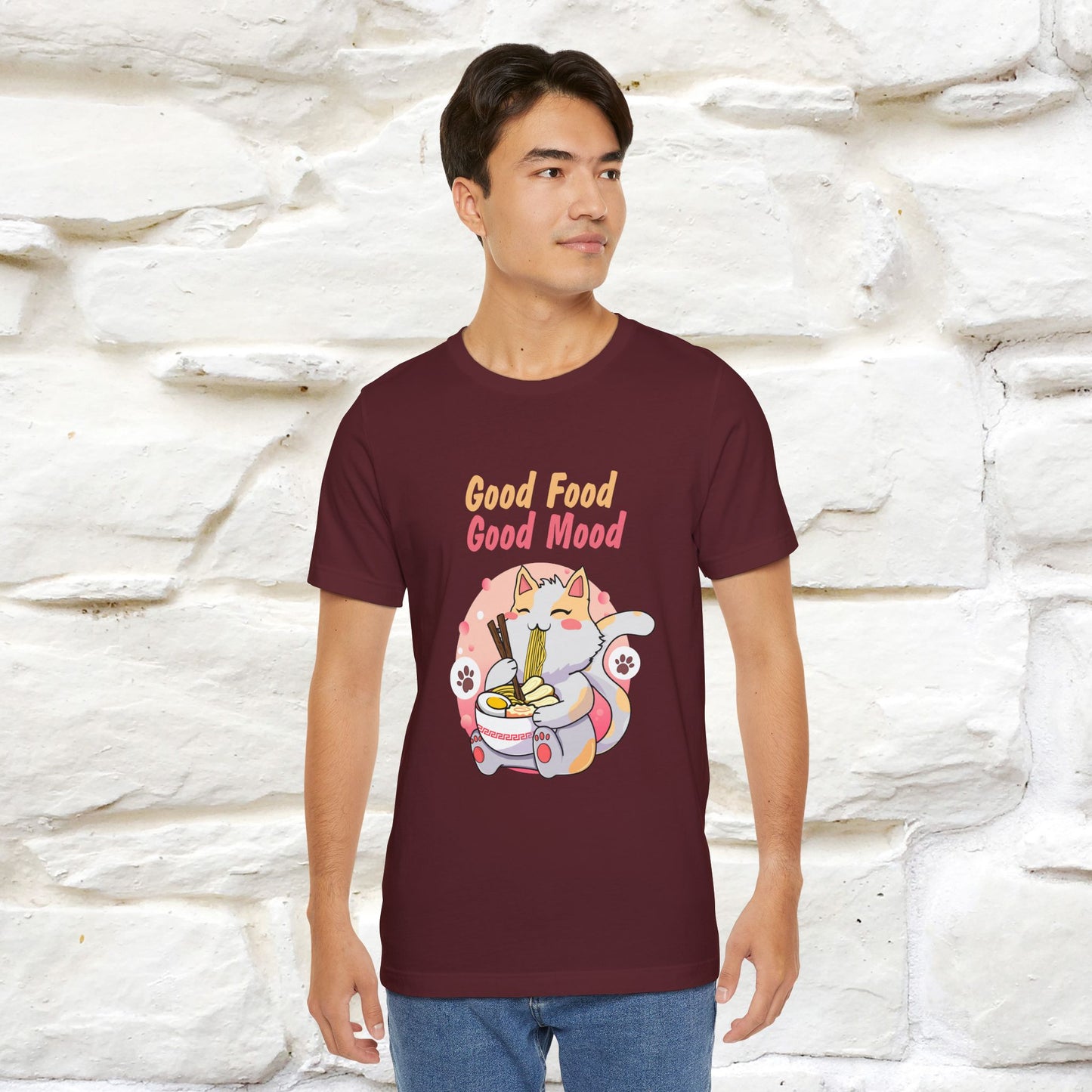 "Good Food Good Mood" Cat T-shirt for Men & Women | 100% Cotton*