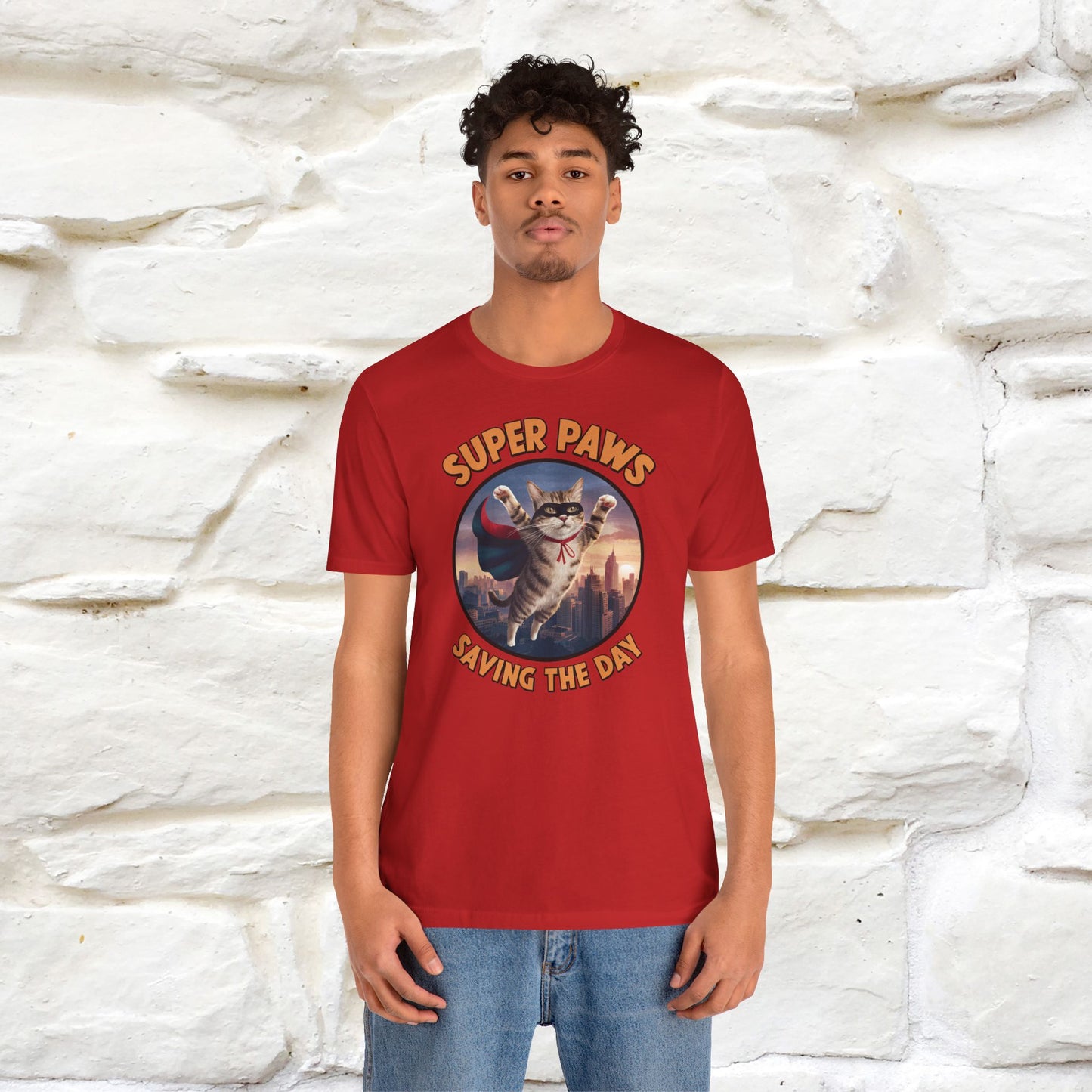 "Super Paws Saving The Day" Cat T-Shirt for Men & Women | 100% Cotton*