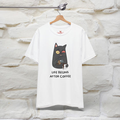 ''Life Begings After Coffe''  Cat T-shirt for Men and Women  100% Cotton*